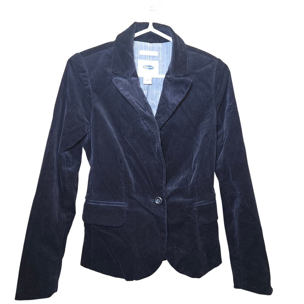 Old Navy Corduroy Blazer Womens XSmall Black Vintage Y2K Stretch Preppy Academia